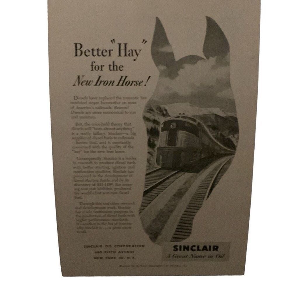 Vintage 1952 Sinclair Oil New Iron Horse Ad Advertisement